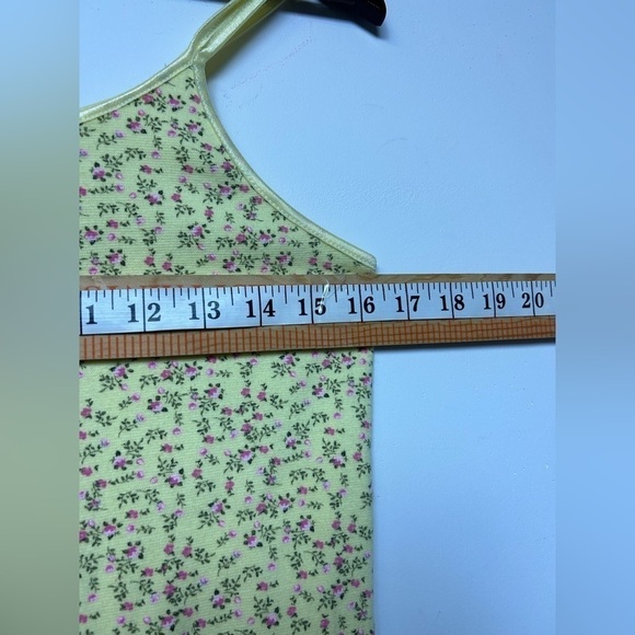 VTG Y2K Montan Blues Top blouse L Ditsy Floral Tank Yellow multicolor Baby Doll - Picture 9 of 9